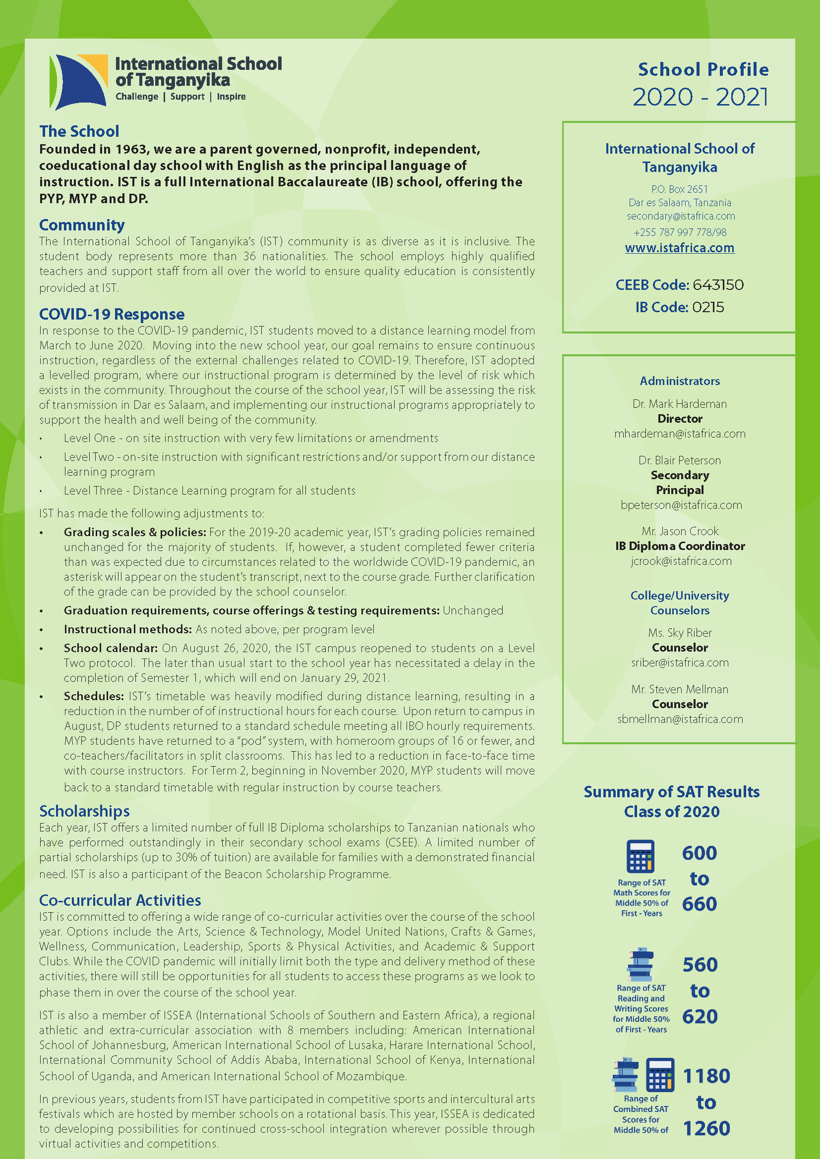 International School of Tanganyika - School Profile